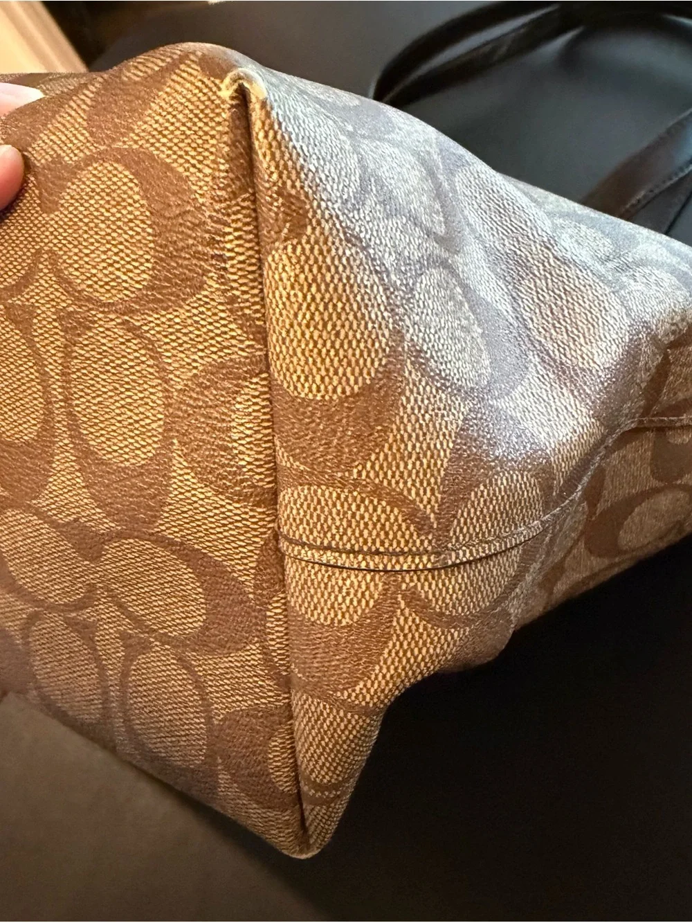 Coach Brown Signature Canvas Tote with Matching Wallet